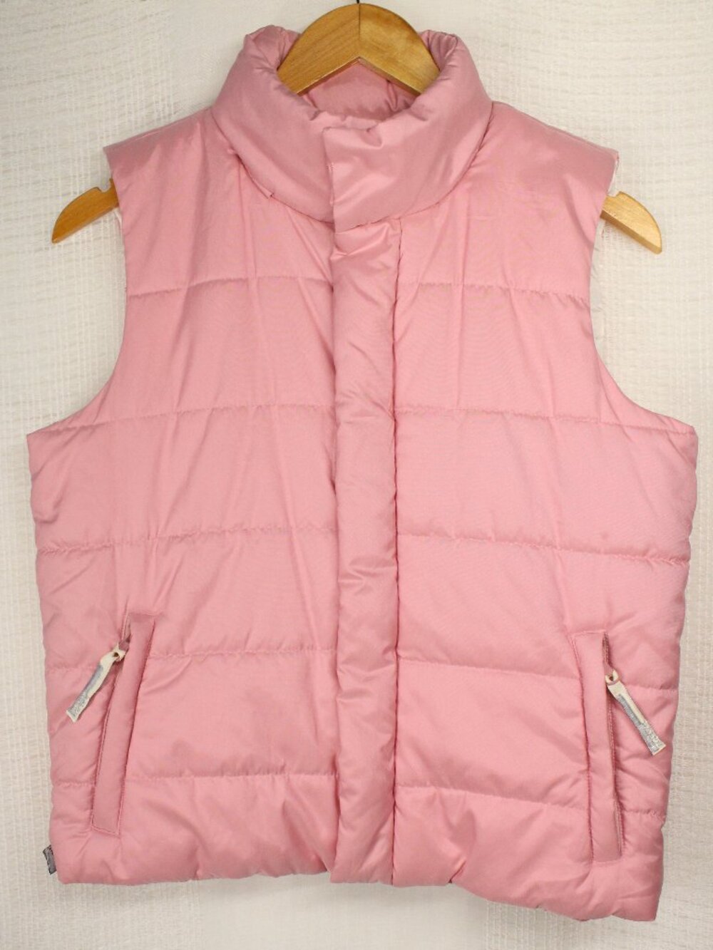 Ralph Lauren Pink Preppy Quilted Puffer Vest Concealable Hood Zip Up Size S